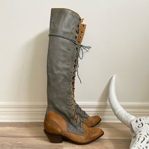 Jeffery Campbell Joe Lace up knee high boot.
